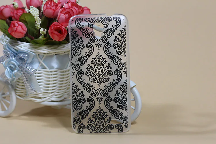 Винтажный жесткий чехол накладка с рисунком черно белых Пейсли цветов для Alcatel one