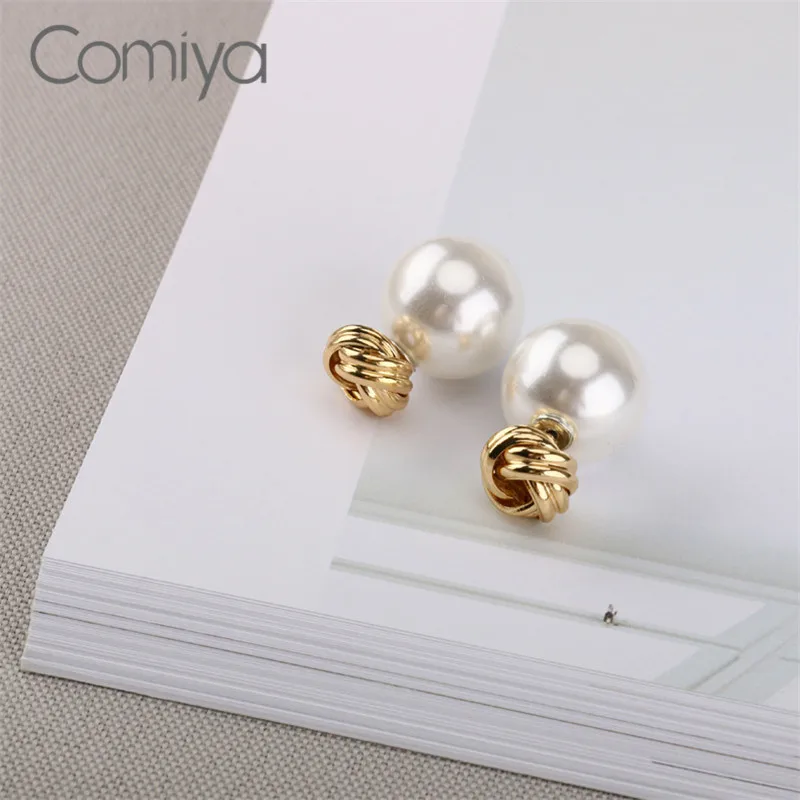 Comiya Gotic Fashion Dangle Earrings For Women Gold Color Zinc Alloy Boucle d'oreille Acrylic Pearl Ball Indian Drop Earring | Украшения