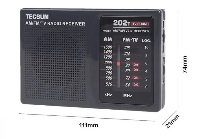 TECSUN R-202T AM/FM/TV карманный радиоприемник встроенный динамик интернет портативное