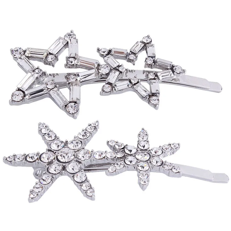 Модная заколка Стразы со стразами блестящая Звезда в форме снежинки для волос