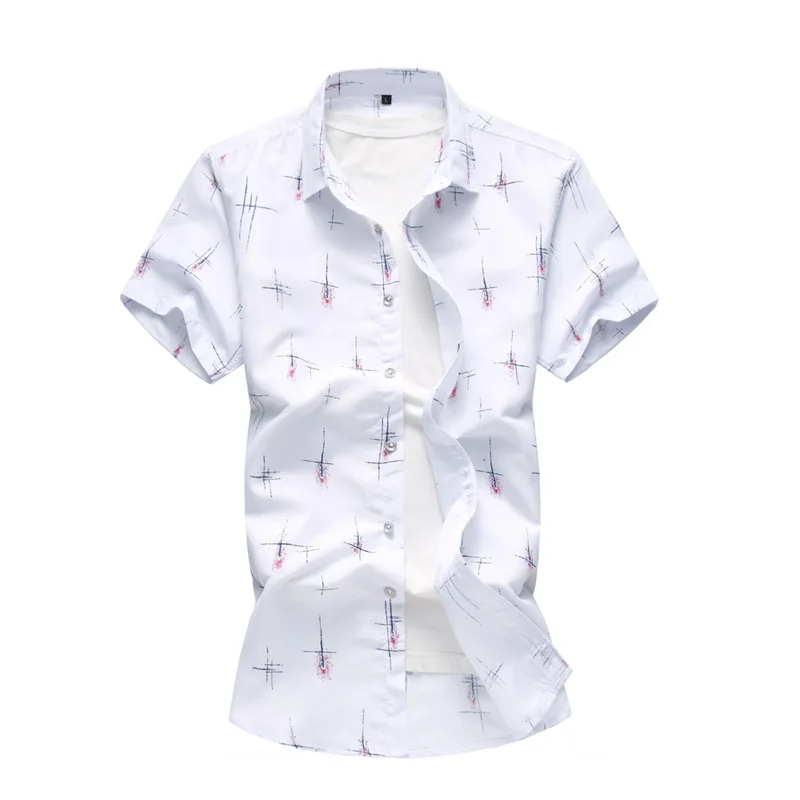 Рубашка мужская с принтом и коротким рукавом Повседневная модная брендовая