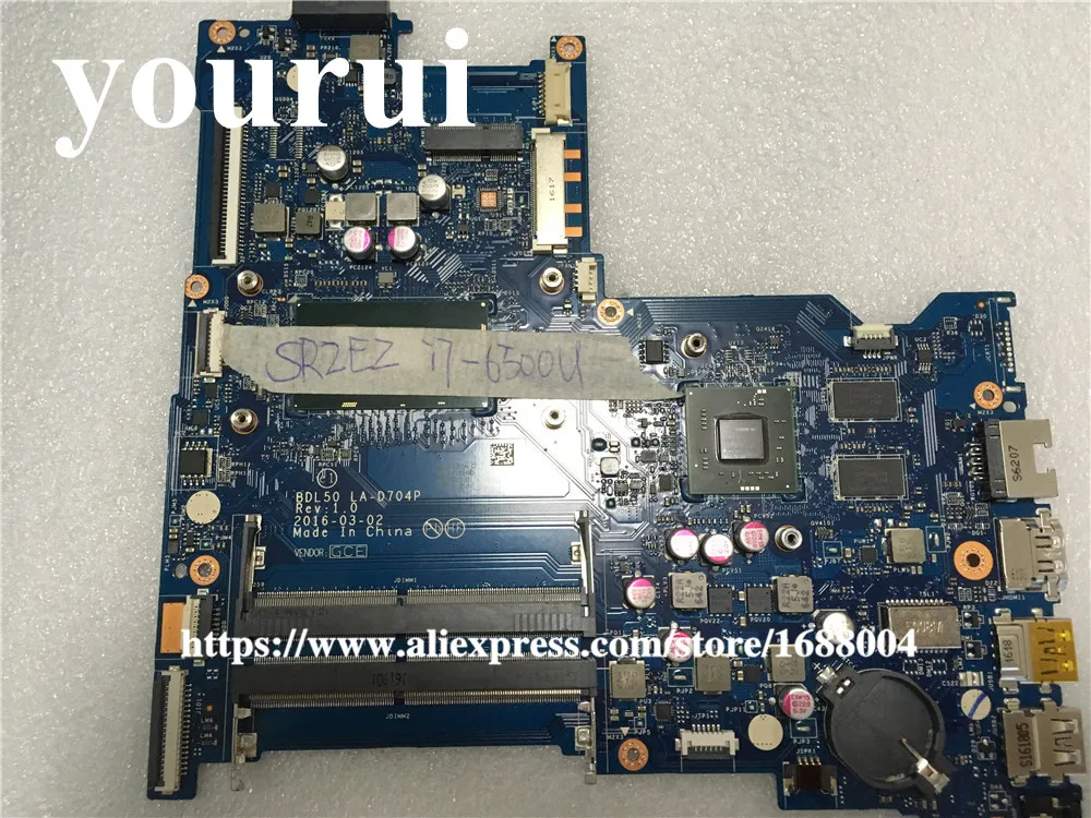 Для hp 15-AY Материнская плата ноутбука BDL50 LA-D704P SR2EZ i7-6500U DDR4 858868-601 858868-501 тестирование