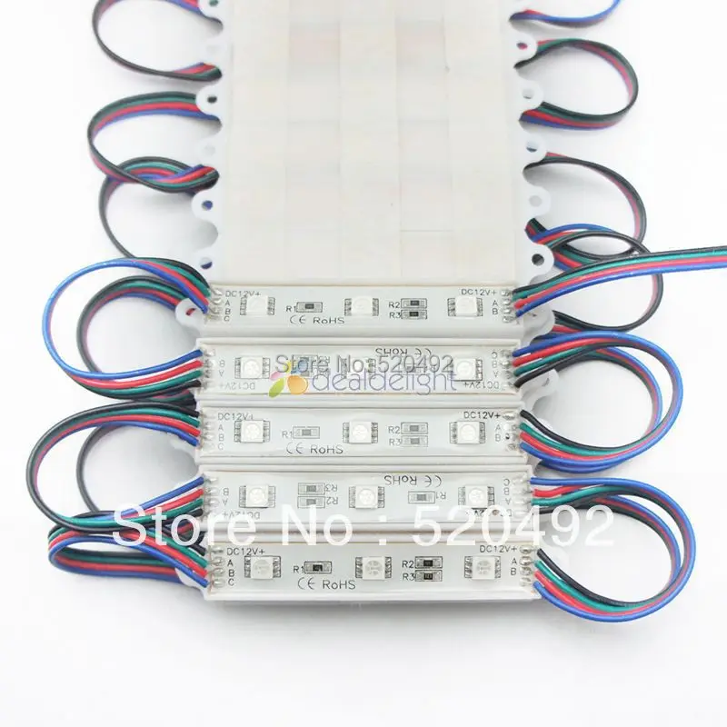 20 шт. 5050 SMD 3 Led s RGB Водонепроницаемый светодиодный светильник пы 12 В постоянного