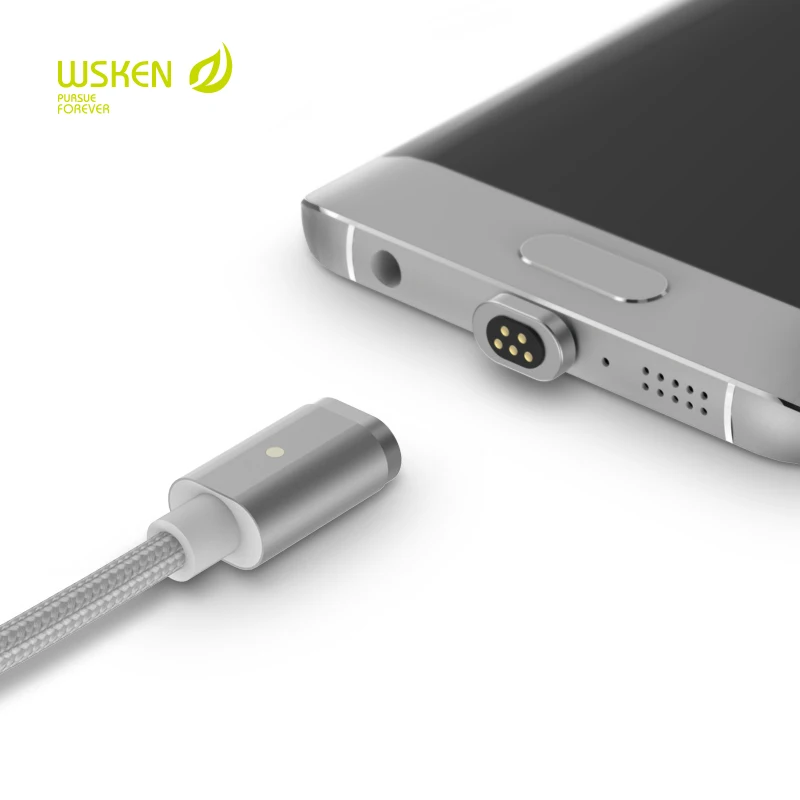 Wsken Mini 2 металлический Магнитный зарядный кабель для iPhone Samsung HTC 8Pin и Micro USB штекер