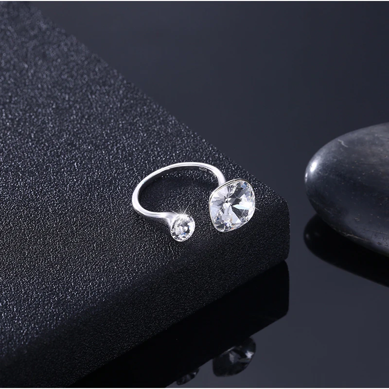 Malanda круглые кристаллы от кольца swarovski для женщин модные 925 пробы серебряные кольца роскошные открытые кольца романтическое ювелирное изделие подарок