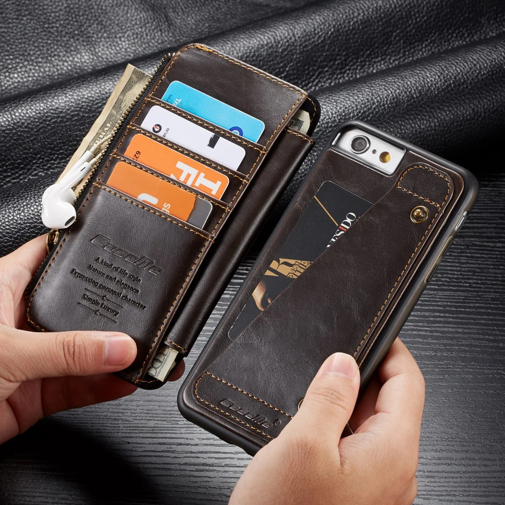 Чехол кошелек на молнии с застежкой молнией и отделением для карт iPhone 6s 6 Plus plus