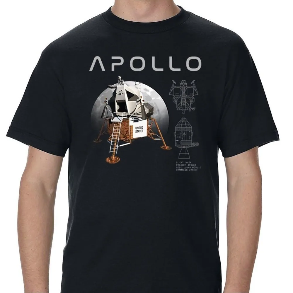 Дизайнерская футболка Apollo с лунным модулем и Lander модные брендовые дизайнерские
