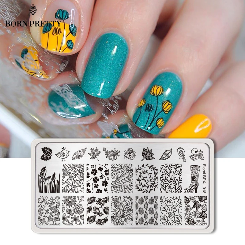 BORN PRETTY Flower ногтей штамповки пластины прямоугольник цветочный панда геометрический узор маникюр художественный штамп с изображением для ногтей шаблон