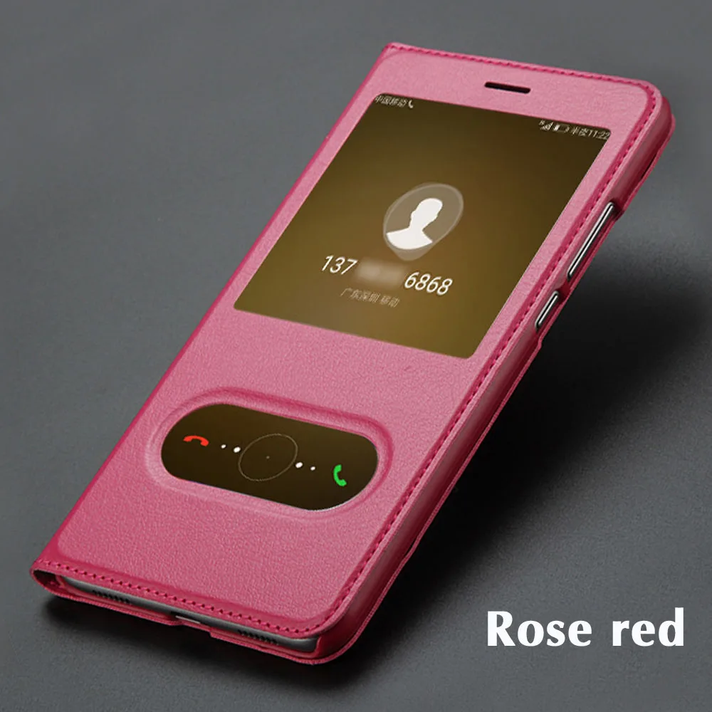Rose red Кожаный флип-чехол для телефона huawei Honor 9 Lite Honor9 Premium STF-L09 9lite чехол с окошком для huawei Honor 10 Honor10 чехол - Цвет: Rose red