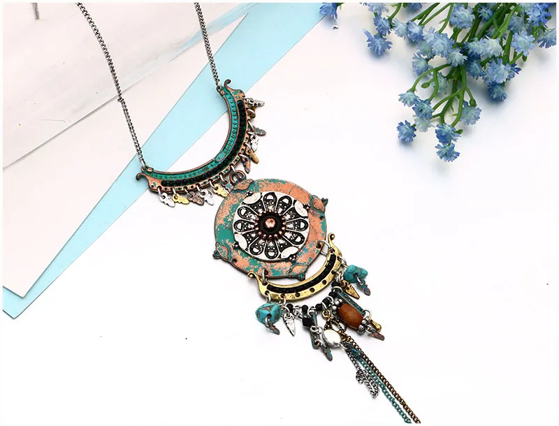 Женское Ожерелье Shineland винтажное бронзовое ожерелье с длинной кисточкой и