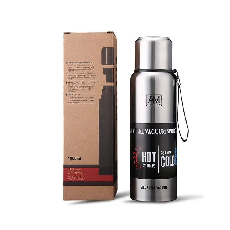 

500/1000/1500ml Outdoor Thermos Portable Large Capacity Insulated Cup Military Style Vacuum Flask Stainless Steel Vacuum Bottle