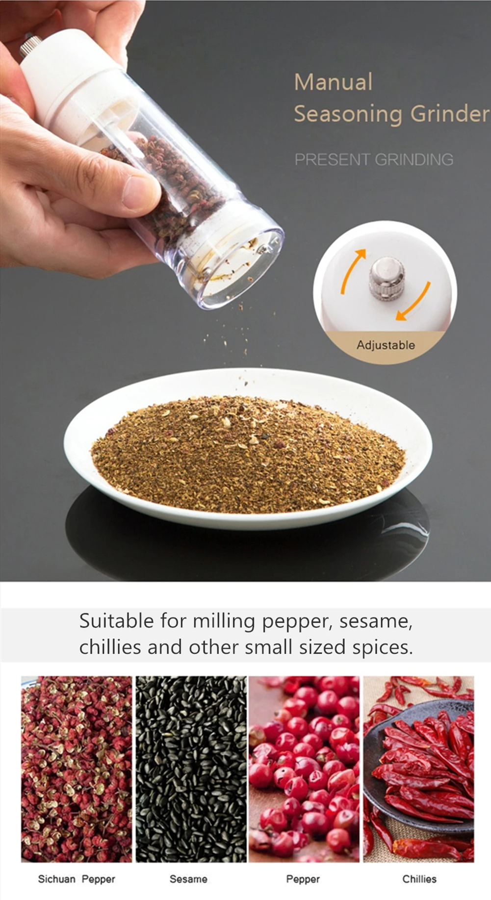 Ручная мельница для перца соль шлифовальный станок или шейкер специй с