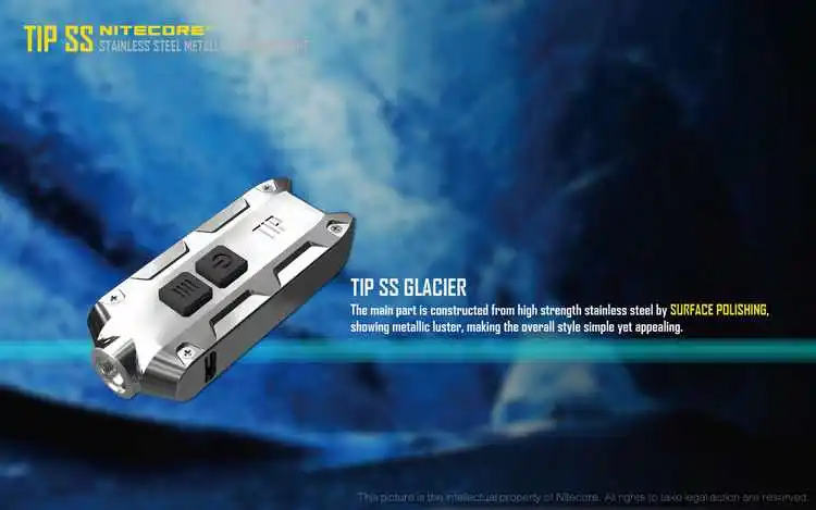 NITECORE TIP SS металлический брелок-светильник из нержавеющей стали с клипсой+ USB кабель MINI EDC USB Перезаряжаемый светильник 360 люменов