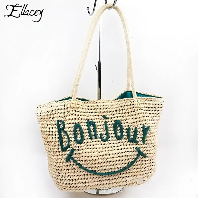Сумка женская плетеная из ротанга С Вышивкой Букв | Багаж и сумки