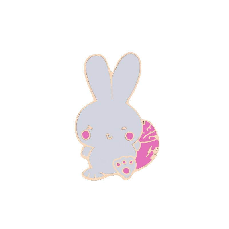 Pink rabbit Милый кролик, морковь, цветок, воротник с отворотом, булавка, мешочек для брошек, аксессуары, куртки, пальто, металлические эмалированные значки, ювелирные изделия, детский подарок - Окраска металла: Pink rabbit