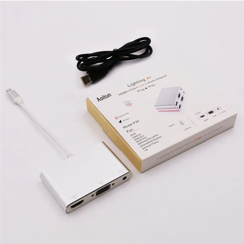 Адаптер Lightning/HDMI/VGA для IPhone X 8 7S 6S Plus 1080P|Переходники и адаптеры| |