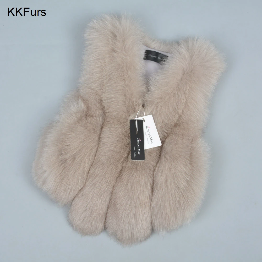 JKKFURS 2021 Новинка весны для женщин из натурального меха лисы жилет жилеты лисьего