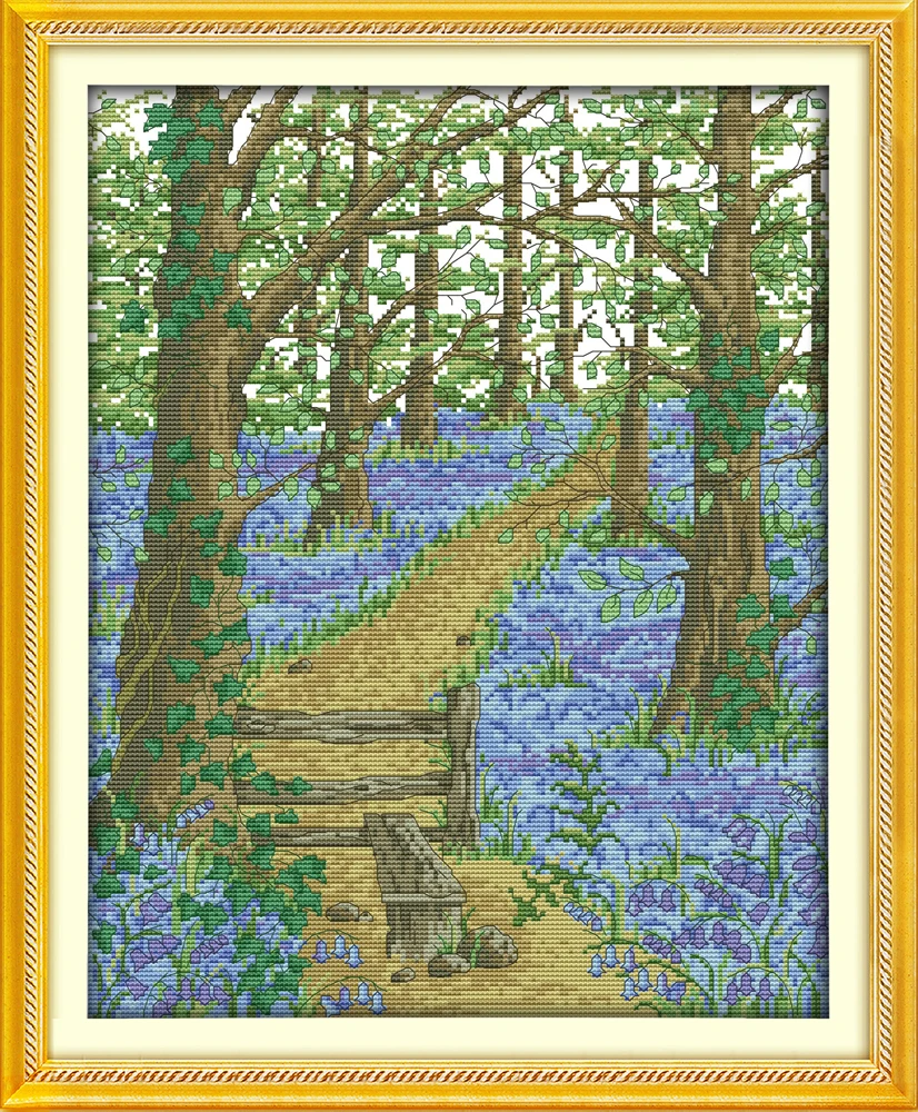 

The flower path in the forest cross stitch kit 18ct 14ct 11ct count printed canvas stitching embroidery DIY handmade needlework