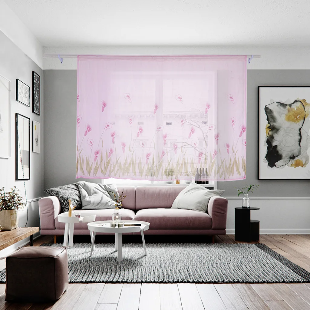 Однотонные зернистые занавески из ткани с одним дыроколом для окон фиолетовые