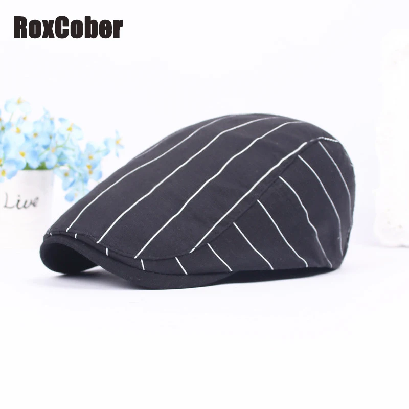 Кепки для газетчика RoxCober весна лето полосатые хлопковые классические