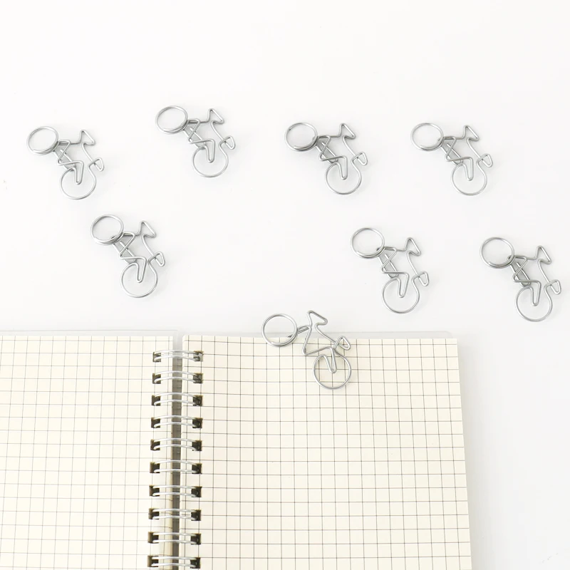 TUTU 10Pcs Cute Decorative Bicycle Shaped Paper Clips Scrapbook Memo Clip Metal Binder Paperclips Bookmark Stationery H0318