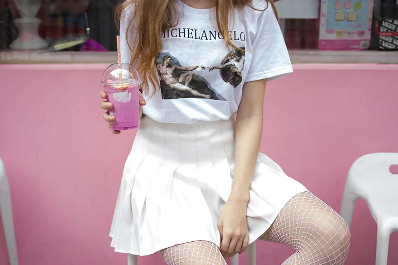 Микеланджело каппелла систина Футболка Harajuku Ulzzang Tumblr женская футболка кавайная