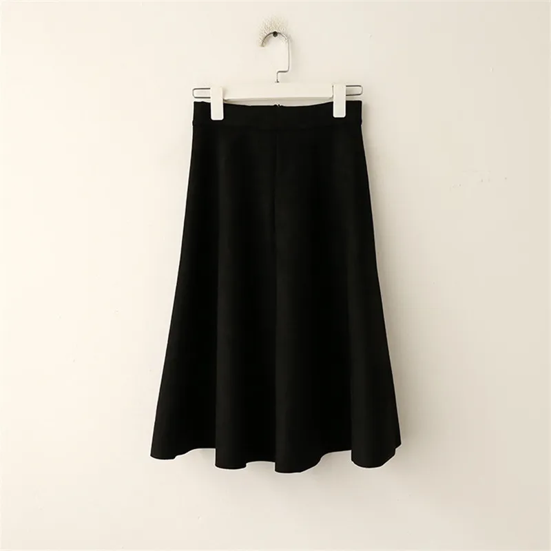 Для женщин Suede A-Line Skirt 2018 Новая европейская мода молнии Винтаж юбки Повседневное