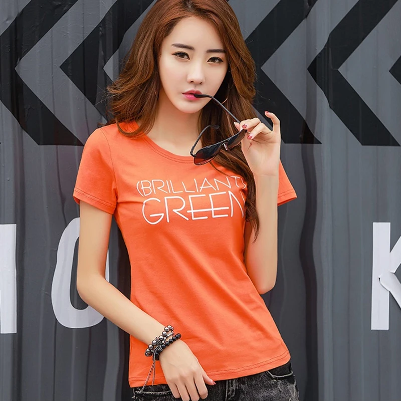 Женская хлопковая Футболка с круглым вырезом и принтом букв | одежда