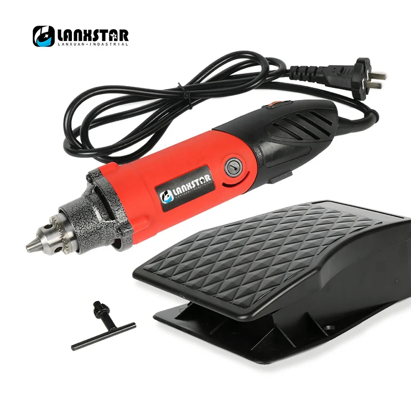 Lanxstar Dremel новая гравировальная ручка электрическая дрель DIY дрель Электрический Роторный инструмент шлифовальная машина Мини дрель мини-мельница шлифовальный станок - Цвет: Grill add Pedal
