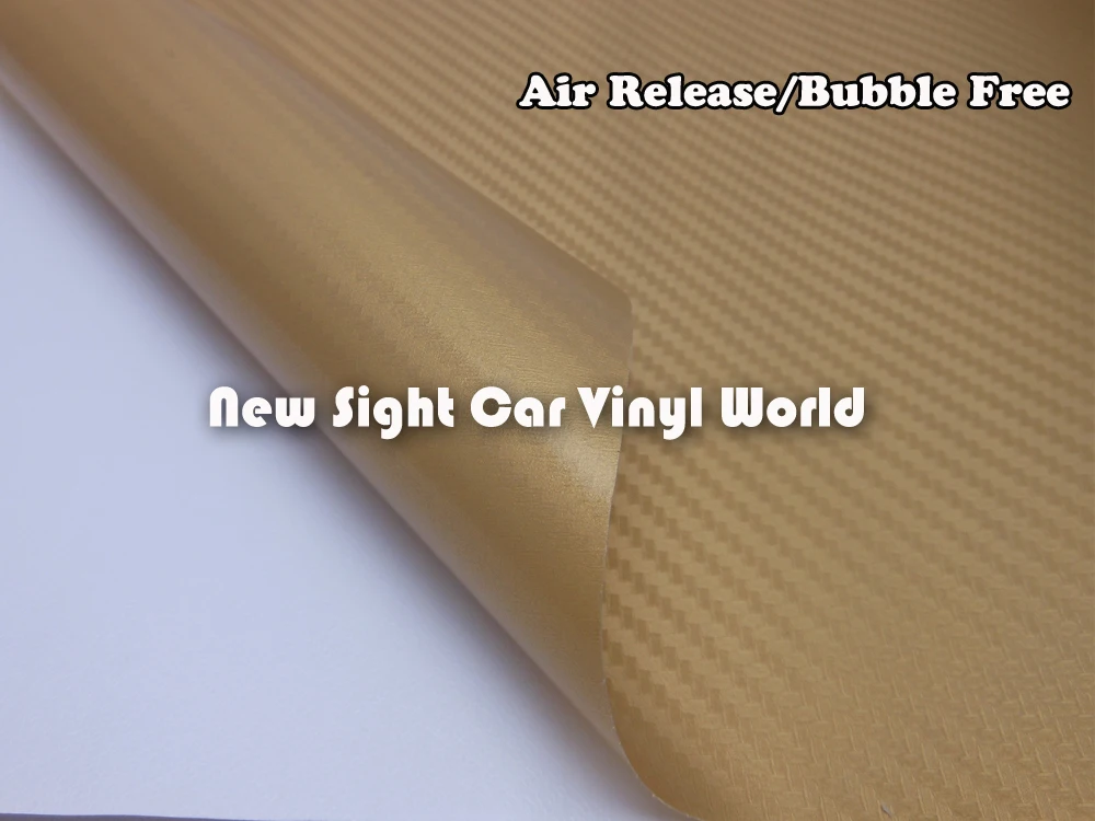 Золотистая виниловая 3d-пленка из углеродного волокна рулон выпуск воздуха для