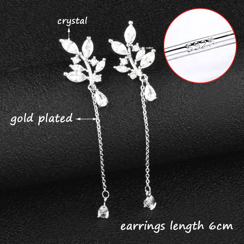 Женские длинные серьги подвески SINLEERY Серьги серебряного цвета в форме листьев и