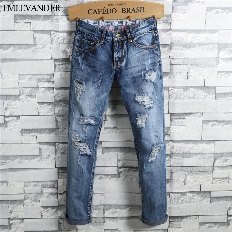 Голубые джинсовые байкерские джинсы мужские джинсы-стрейч большие размеры 38