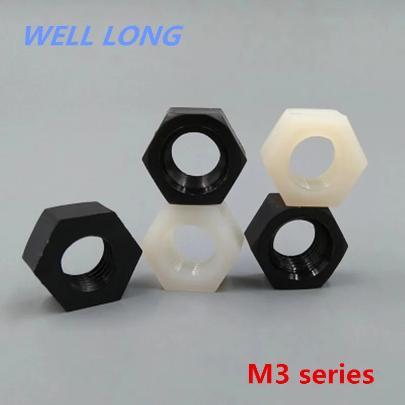 

50pcs/lot M3 Nylon Hex Nuts Nylon Nuts Insulated Plastic Nuts Plastic Nuts.