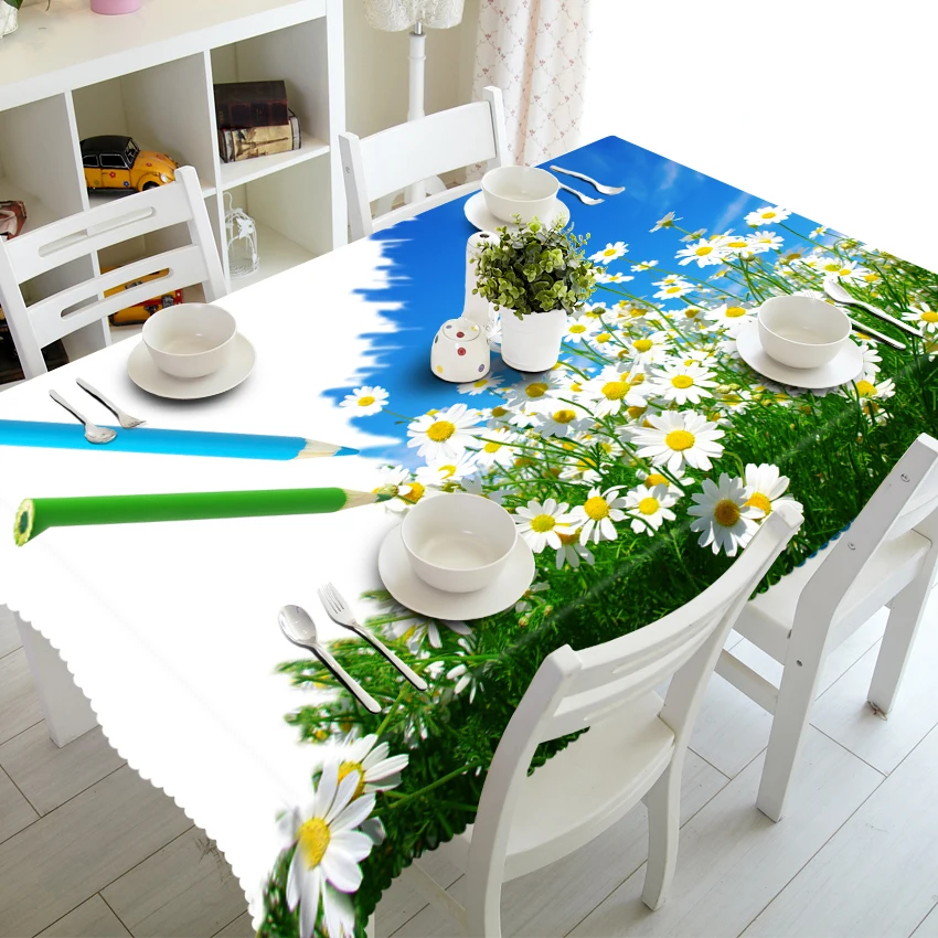3D скатерть красивый пейзаж узор толстый пылезащитный полиэстер прямоугольный