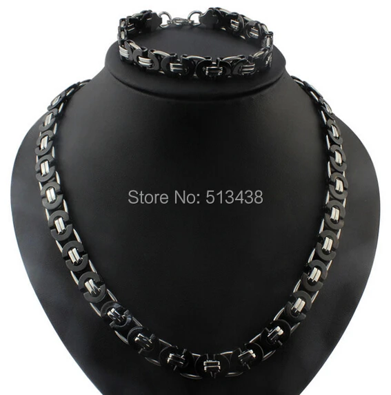 Мужской комплект из колье и браслета нержавеющей стали 8 мм