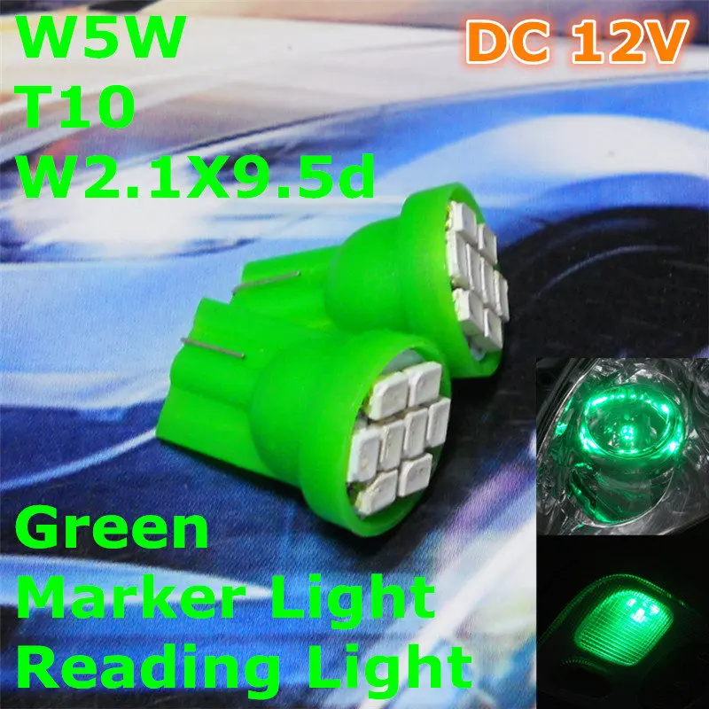 Автомобильная светодиодная лампа T10(8*1206 SMD) W5W W2.1X9.5d 12 В|12v car led lamp|led green 12vreading light for |
