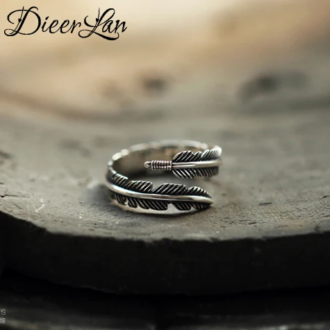 Женские винтажные кольца с перьями серебристые регулируемого размера 2017 |