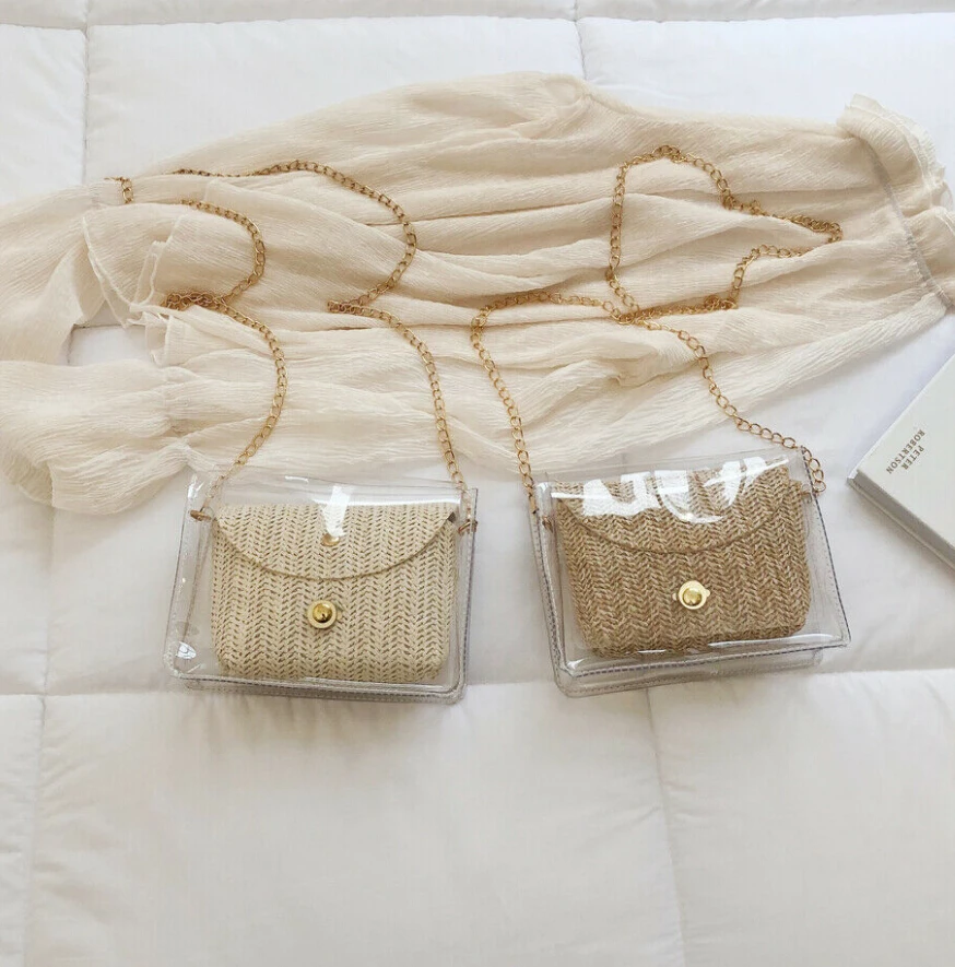 2019 Новая женская Соломенная Летняя Сумка Пляжная ротанговая сумка на плечо