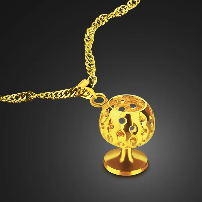 Модное золотое ожерелье из бокала красного вина женское креативное с резным