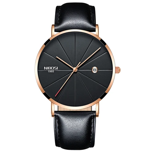 Rose Black Leather NIBOSI часы мужские унисекс Стиль часы Для мужчин и Для женщин смотреть Luxury известный Топ Брендовое платье модные часы Кварцевые наручные часы с Миланского группа часы женские - Цвет: Rose Black Leather