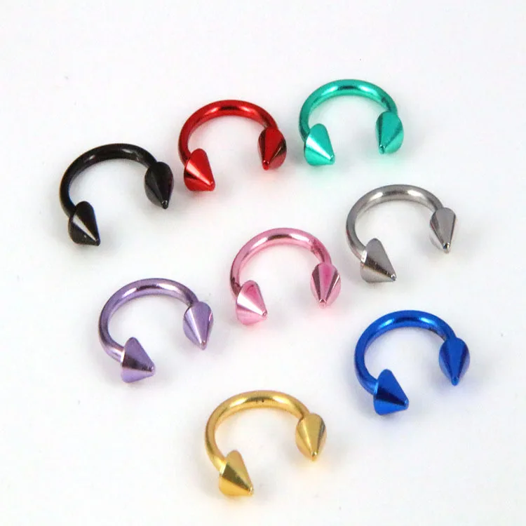 2 шт. красочные Нержавеющая сталь Подкова Спайк носовая перегородка кольца