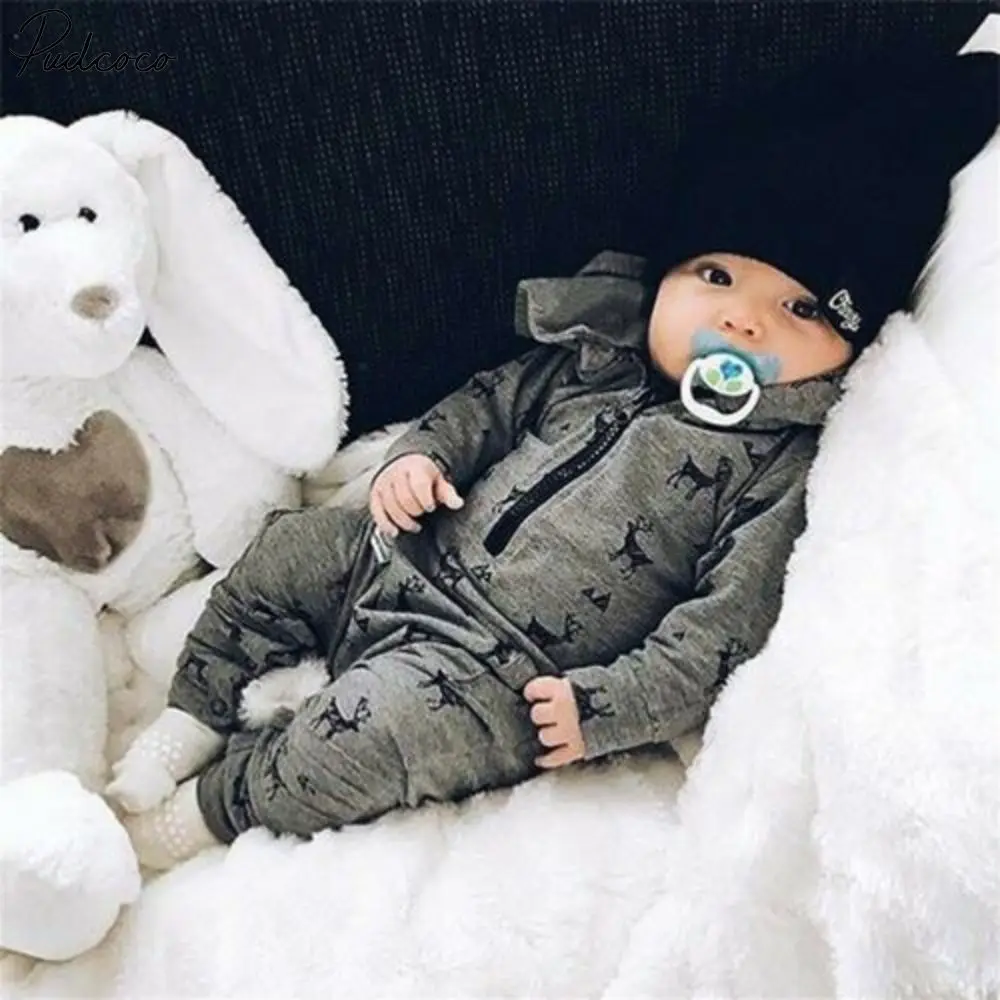 Детский комбинезон с капюшоном для маленьких мальчиков костюм одежда Цельный