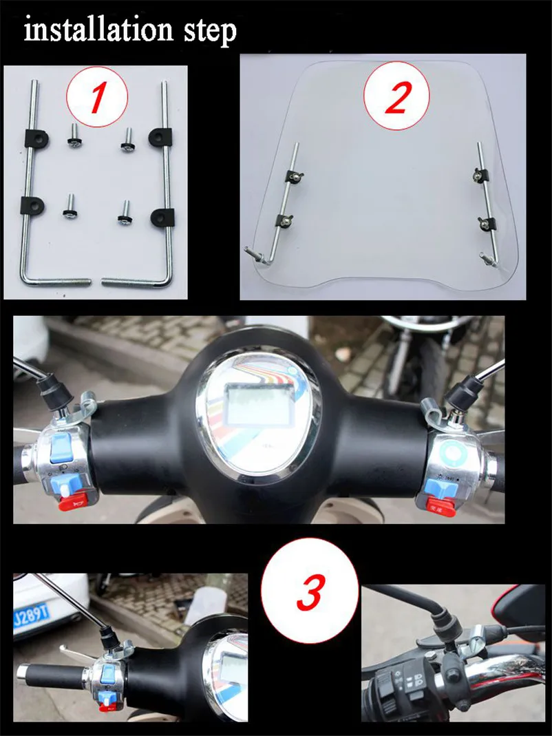 KCSZHXGS Универсальный лобовое стекло мотоцикла скутер ветрозащитная дефлектор 1