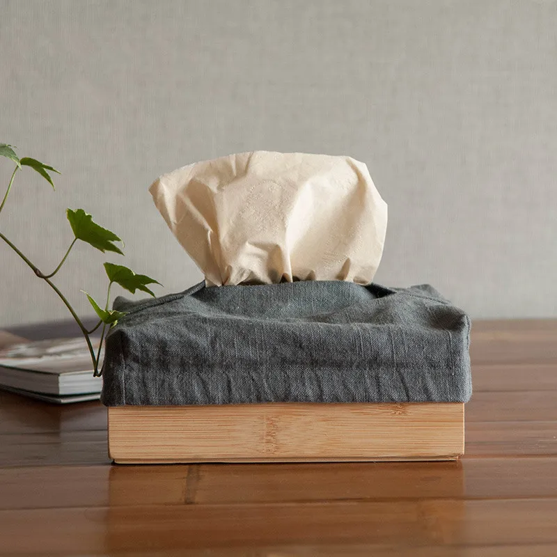 Бамбуковая и тканевая коробка для салфеток держатель дома офиса автомобиля