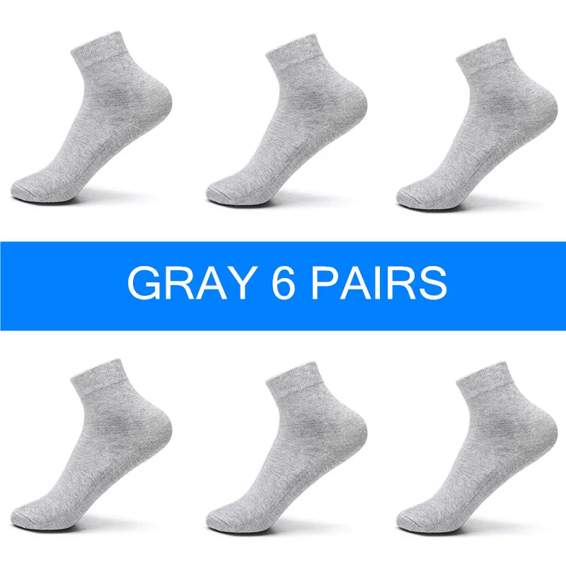 Gray 6 pairs Брендовые высококачественные повседневные мужские носки в деловом стиле для мужчин, хлопковые носки для мужчин на осень и зиму, черные, белые, 6 пар, дышащие мужские длинные носки - Цвет: Gray 6 pairs