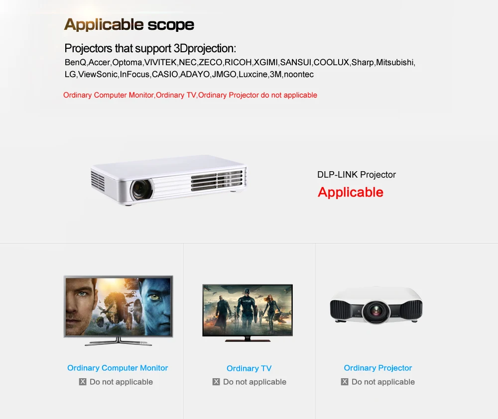ELECTSHONG DLP 3D очки с активным затвором для Optoma Epson/sony LG acer DLP-LINK проекторы Gafas 3D Optoma DLP Link 3D очки