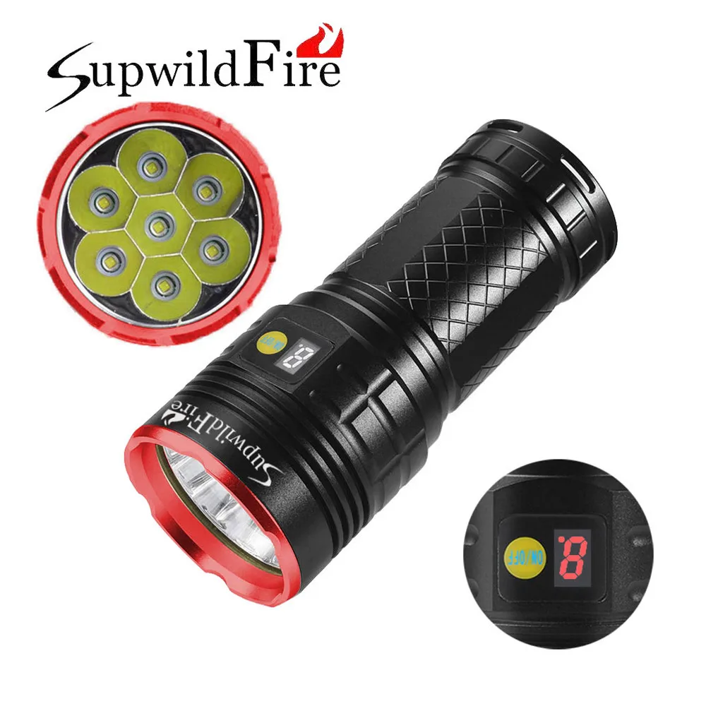 ISHOWTIENDA SupwildFire 7 x XM-L T6 светодио дный Мощность цифровой Дисплей Охота фонарик с Перезаряжаемые Батарея для кемпинга# G30
