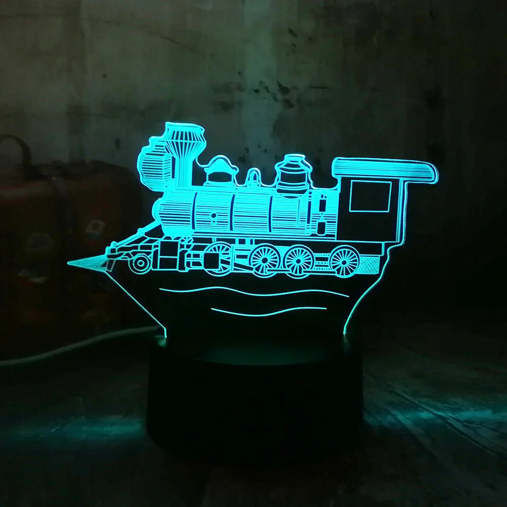 Новый 3D светодиодный винтажный Паровозик RGB дистанционный Ночной светильник