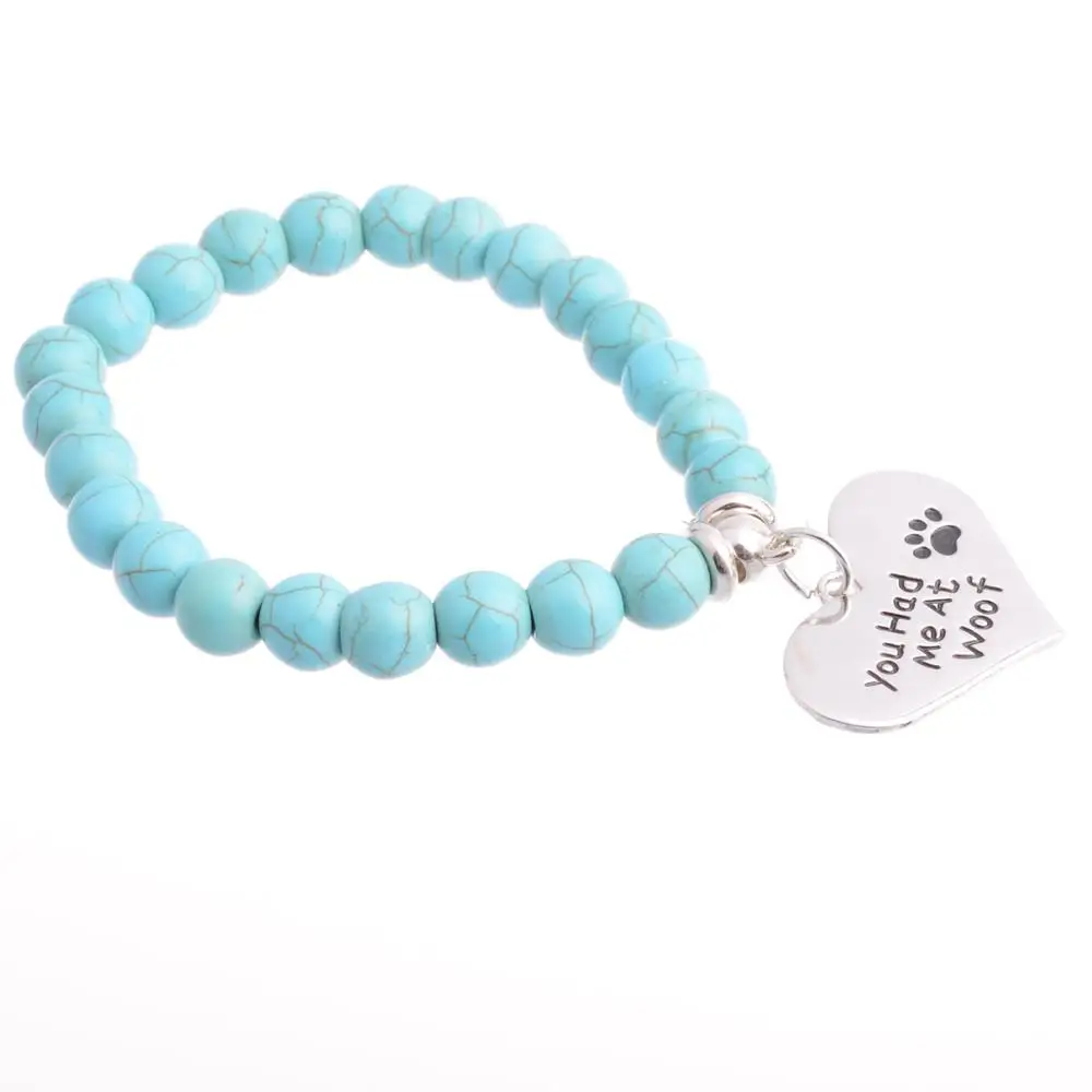 Новинка браслеты шармы в форме сердца с изображением собачки кота лапы для