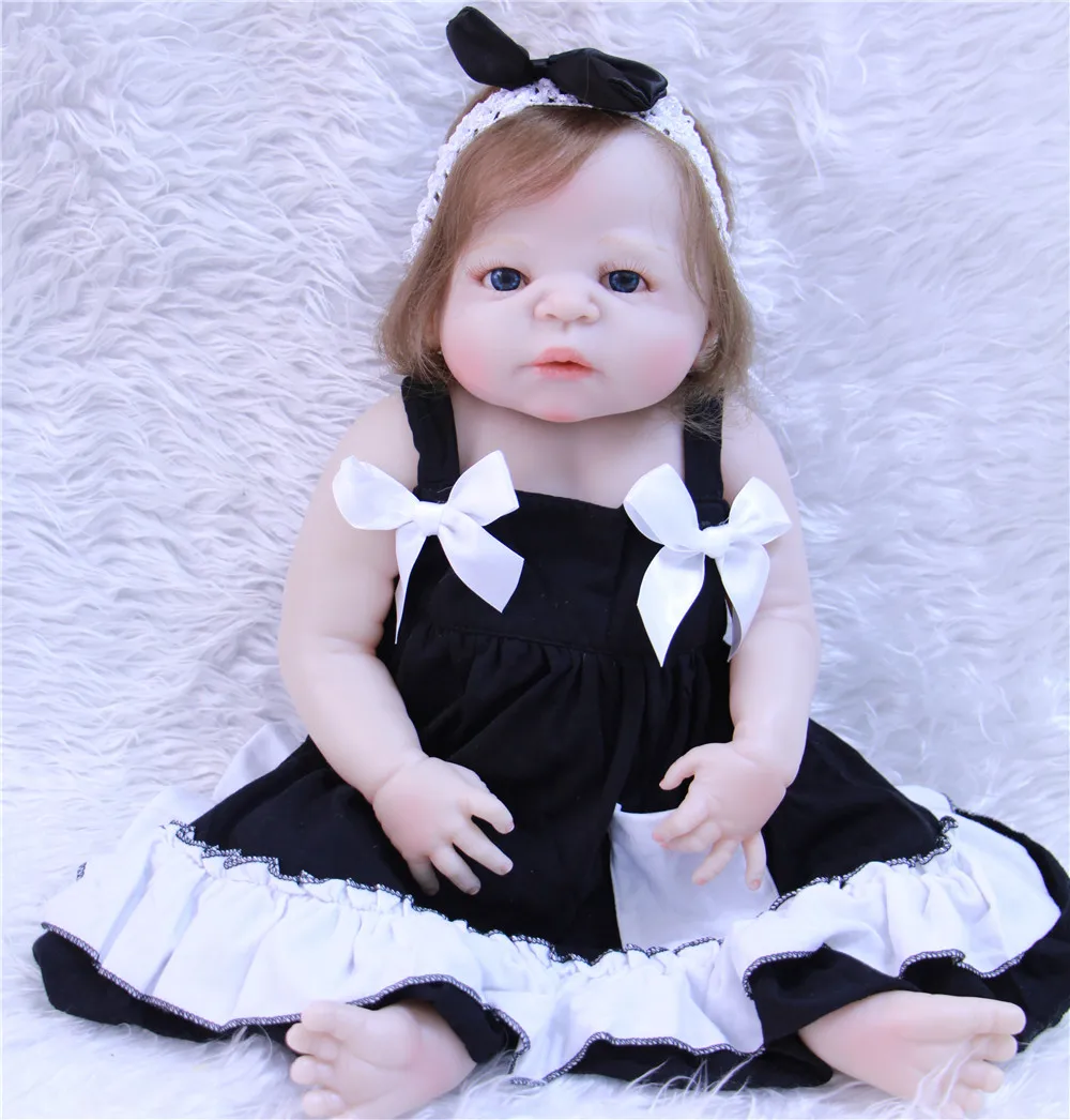 57 см силиконовая кукла reborn baby menina Очаровательная как настоящая новорожденная